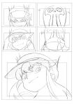  1girl af2345 closed_eyes commentary_request cowboy_shot hat jakuzure_nonon key_frame kill_la_kill korean_commentary monochrome multiple_views shako_cap short_hair short_hair_with_long_locks sidelocks simple_background skull symphony_regalia white_background 