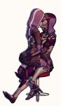  2girls alien ass beige_background breasts commission english_commentary helmet hood kiss mass_effect mass_effect_2 medium_breasts multiple_girls q-thorn quarian selfcest sitting sitting_on_person tali&#039;zorah wire yuri 