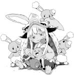  1other @_@ animal_ears artist_request black_sclera buneary colored_sclera gen_4_pokemon happy highres long_hair made_in_abyss nanachi_(made_in_abyss) pokemon_(creature) rabbit_ears smile trait_connection very_long_hair 