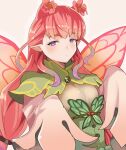  1girl bangs breasts closed_mouth fairy fairy_wings fire_emblem fire_emblem_heroes flower long_hair long_sleeves looking_at_viewer mirabilis_(fire_emblem) pink_hair pointy_ears rem_sora410 sleeves_past_wrists small_breasts solo violet_eyes wings 