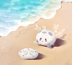 coco7 commentary day from_above galarian_corsola galarian_form gen_8_pokemon heart no_humans outdoors pokemon pokemon_(creature) sand shore signature starfish water 