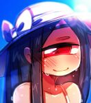  1girl black_hair blush closed_mouth cyclops dated hat long_hair looking_at_viewer muku-chan_(muroku) muroku_(aimichiyo0526) one-eyed original red_eyes signature smile solo sun_hat sweat upper_body x_x 