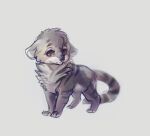  brown_eyes commentary creature english_commentary full_body grey_background grey_theme kougra looking_at_viewer neopets no_humans sad signature simple_background yhemo 