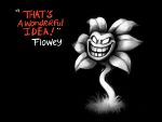  black_background character_name commentary english_commentary english_text evil_grin evil_smile flower flowey_(undertale) grin highres musicalcombusken partially_colored signature simple_background smile undertale 