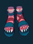  aqua_nails black_background black_footwear colored_skin feet highres original red_skin sandals sharp_toenails simple_background spiked_anklet toenails uzuta 