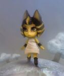  1girl animal_crossing ankha_(animal_crossing) artist_name brown_eyes closed_mouth commentary english_commentary frown highres michy_mikolai sad shadow tree walking 