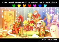  0_0 1other 2017 2d 3boys 3girls 3others alphys ambiguous_gender animal animal_ears ankle_boots annoying_dog anthro armor asgore_dreemurr backwards_hat baseball_cap beard bird bird_girl black_eyepatch black_shorts blonde_hair blue_jacket blue_shirt blue_shorts blue_skin boots brothers brown_boots brown_hair buck_teeth cape child colored_sclera couch cousins creature cup digital_media dog doorframe double_horizontal_stripe droopy_ears ear_fins everyone eyepatch facial_hair female fins fish fish_girl floor floppy_ears flower flowey_(undertale) food frisk_(undertale) frog froggit furry furry_female furry_male game_controller ghost gloves goat goat_boy goat_ears goat_girl goat_horns grey_hood happy_new_year hat head_fins heart height_difference high_ponytail holding holding_cup holding_food holding_game_controller hood hood_down hooded_jacket horizontal-striped_clothes horns human humanoid indoors jacket lesser_dog lizard lizard_girl lizard_tail long_hair loren_(undertale) male mammal mettaton monster monster_boy monster_girl monster_kid_(undertale) multiple_boys multiple_girls multiple_others napstablook new_year nnbadbear on_couch open_clothes open_jacket pants papyrus_(undertale) pastry photo_(object) pie pink_slippers pink_stripes pixel_heart plant playing_games ponytail purple_shirt red_bird_(undertale) red_boots red_cape red_gloves red_hair red_hat red_scarf reptile reptile_girl reptile_tail revision sans_(undertale) scalie scarf sharp_teeth shirt short_hair shorts shyren siblings single_vertical_stripe sitting skeleton slippers slit_pupils snail striped_clothes striped_shirt striped_shorts table teeth text tongue tongue_put toriel two-tone_shirt undead undertale undyne utdr_(toby_fox) vegetoid vertical-striped_clothes vertical-striped_shorts white_armor white_dog white_fur white_gloves white_horns white_shirt white_stripes yellow_flower yellow_sclera yellow_skin yellow_stripes yellow_teeth 