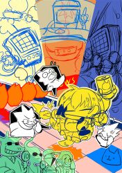  1other 2016 2d alphys ambiguous_gender anthro blue_background blue_shirt buck_teeth business_dude_1 business_dude_2 child diamond_boy_2 digital_media dress_lion female flower flower_in_mouth frisk_(undertale) furry furry_male gloves human lion lion_boy lizard lizard_girl male mettaton mettaton_(box) monster monster_girl multiple_boys nnbadbear non-humanoid_robot orange_background reptile reptile_girl robot robot_boy scalie shirt short_hair simple_background sketch skirt spoken_character teeth tutu two-tone_shirt undertale unfinished utdr_(toby_fox) white_gloves yellow_background 