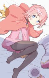  +_+ 1boy absurdres arm_between_legs black_pantyhose blue_eyes blush boots brooch cape coat crown gloves highres jazz_grace jewelry looking_at_viewer lying mini_crown mittens multicolored_boots multicolored_coat ocean_prince on_side pantyhose pentacle pink_boots pink_coat pink_hair pink_tunic puyopuyo puyopuyo_fever red_cape salde_canarl_shellbrick_iii short_hair sidelocks sparkling_eyes star_brooch stray_hair tunic two-tone_boots two-tone_coat unworn_boots white_boots yellow_gloves yellow_mittens 
