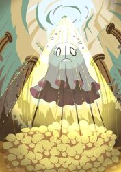  0_0 1other 2017 2d cave crying digital_media flower from_below ghost napstablook nnbadbear other_focus pillar spotlight tears undertale utdr_(toby_fox) yellow_flower 