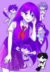  &gt;_&lt; +_+ 2girls 4boys :d antenna_hair artist_name aubrey_(headspace)_(omori) aubrey_(omori) barefoot basil_(headspace)_(omori) basil_(omori) black_eyes black_hair black_socks black_tank_top blue_overalls blue_shirt blush bow bright_pupils brother_and_sister brothers bu3hgg checkered_clothes chibi closed_mouth collared_shirt colored_skin double-parted_bangs flower flower_wreath fried_egg frying_pan green_eyes green_hair green_shirt hair_between_eyes hair_bow head_wreath hero_(headspace)_(omori) hero_(omori) highres holding holding_frying_pan holding_stuffed_toy hugging_own_legs kel_(headspace)_(omori) kel_(omori) knees_up long_hair long_shirt looking_at_another mari_(headspace)_(omori) mari_(omori) mr._plantegg_(omori) multiple_boys multiple_girls neckerchief omori omori_(omori) one_eye_closed open_mouth overall_shorts overalls pajamas pants parted_lips pink_bow pleated_skirt pout purple_hair purple_shorts purple_sweater_vest red_neckerchief red_skirt shirt short_hair short_sleeves shorts siblings sidelocks sitting skirt smile socks striped_clothes striped_pajamas striped_pants striped_shorts stuffed_eggplant stuffed_toy sweater_vest t-shirt tank_top twitter_username vertical-striped_clothes vertical-striped_pajamas vertical-striped_pants vertical-striped_shorts violet_eyes white_pupils white_shirt white_shorts white_skin xd 