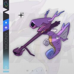  alternate_color art_walta character_name fish full_body highres kingdra looking_at_viewer mega_pokemon_(other) no_humans pokemon pokemon_(creature) pokemon_focus scope seahorse shiny_pokemon solo 