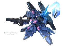  beam_cannon bit_(gundam) character_name commentary_request finger_on_trigger full_body glowing glowing_eye gun gundam gundam_0080 gundam_suisei_no_majo highres holding holding_gun holding_weapon horns kampfer_(mobile_suit) looking_at_viewer mecha mecha_focus mobile_suit no_humans one-eyed original outstretched_arm redesign robot science_fiction shoulder_spikes simple_background single_horn solo spikes takamaru_(taka1220) thrusters violet_eyes weapon white_background 