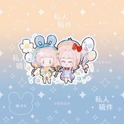  2girls ^_^ asymmetrical_dress aying99792 balloon balloon_trip_(infinity_nikki) bare_legs blue_background blue_hat blue_shoes blunt_bangs blush_stickers bow bowtie braid brooch brown_eyes bubble_skirt chibi chinese_commentary closed_eyes closed_mouth cloud_daydreams_(infinity_nikki) commentary_request commission dress drill_hair dual_persona four-pointed_star frilled_headwear frilled_sleeves frilled_socks frills gradient_background hair_bow happy hat hat_ornament holding holding_balloon holding_hands infinity_nikki jewelry kneehighs long_hair low_twin_braids medium_dress miniskirt multiple_girls nikki_(nikki) nikki_(series) open_mouth outline pink_dress pink_hair pink_hat red_bow red_bowtie sample_watermark shoes short_dress short_sleeves simple_background skirt skirt_under_dress sleeveless sleeveless_dress smile socks solid_oval_eyes standing star_(symbol) star_brooch star_hat_ornament too_many_watermarks twin_braids twin_drills twintails two-tone_background two-tone_dress two-tone_hat very_long_hair watermark watermark_grid white_dress white_outline white_skirt white_sleeves white_socks yellow_arm_warmers yellow_background yellow_dress yellow_shoes 