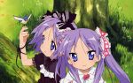  bird hiiragi_kagami hiiragi_tsukasa lucky_star smile twins 