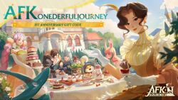  3boys 4girls afk_(series) afk_journey blue_sky brown_eyes brown_hair bush chippy_(afk) closed_mouth clouds commentary copyright_logo copyright_name day dress earrings english_commentary english_text eyelashes florabelle_(afk) flower frilled_sleeves frills gloves hair_ornament hammie_(afk) hamster_boy hamster_girl hands_up jewelry lamppost lips logo looking_at_viewer lorsan_(afk) lyca_(afk) mansion mountainous_horizon multiple_boys multiple_girls official_art outdoors parted_hair pearl_earrings pink_flower pink_rose rose short_hair short_sleeves simple_bird sitting sky smile standing striped_clothes striped_dress tree turtleneck turtleneck_dress vala_(afk) valen_(afk) vertical-striped_clothes vertical-striped_dress white_gloves wide_sleeves yellow_dress 