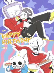  &gt;_o 2025 2d 4boys abdomen_tail ant_tenna armor artist_name black_pants black_shorts blue_background blue_jacket blue_shorts bow bowtie brothers cape carrying carrying_person carrying_under_arm collared_shirt crt deltarune digital_media extra_arms food fork full_body gloves green_pippins grey_hood height_difference highres holding_food holding_fork holding_plate hollow_eyes hood hood_down hooded_jacket humanoid humanoid_robot jacket long_nose male male_focus male_only monster monster_boy multicolored_background multiple_boys necktie no_eyes object_head open_clothes open_jacket pants papyrus_(undertale) pasta pink_background pink_slippers pippins_(deltarune) plate pointy_nose purple_background radio_antenna reclining red_cape red_gloves robot robot_boy sans_(undertale) shirt shoes shorts siblings single_vertical_stripe size_difference skeleton slippers small_mike_(deltarune) smile socks spaghetti star_symbol_background static striped_shorts suit tail tailcoat teeth television undead undertale unyomoke upper_body utdr_(toby_fox) vertical-striped_clothes vertical-striped_shorts wavy_background white_armor white_gloves white_shirt white_socks white_stripes wire yellow_bow yellow_bowtie yellow_necktie yellow_shoes 