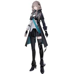  1girl arknights asymmetrical_gloves asymmetrical_legwear black_coat black_gloves black_pantyhose black_skirt black_thighhighs brown_eyes brown_hair chuzenji closed_mouth coat demon_horns demon_tail fingerless_gloves full_body gloves horns long_hair long_sleeves mismatched_gloves official_art pantyhose pleated_skirt rosella_(arknights) simple_background single_fingerless_glove single_leg_pantyhose single_thighhigh skirt solo standing tachi-e tail thigh-highs third-party_source transparent_background uneven_legwear 