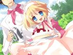  blonde_hair blue_eyes cake food fuuny highres itou_noiji maid pastry short_hair strawberry_shortcake 