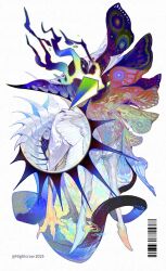  bad_link barcode chimera claws colored_skin headless highres hooves multicolored_fur multicolored_skin multicolored_wings multiple_wings nightcrow no_humans original solo white_background wings 