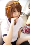  cosplay gym_uniform hair_ribbons photo sakuramochi_mako socks suzumiya_haruhi suzumiya_haruhi_no_yuuutsu 