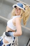  blonde_hair blue_mary chaps cosplay gloves halter_top king_of_fighters midriff nogu photo twintails 
