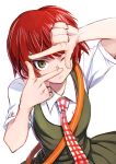  aosa_(momikin) dangan_ronpa freckles koizumi_mahiru necktie redhead school_uniform short_hair super_dangan_ronpa_2 wink 