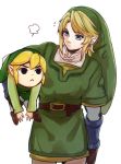  belt black_eyes blonde_hair blue_eyes carrying dual_persona earrings gloves hat jewelry link nintendo pointy_ears suzuno_(kazahanasu) the_legend_of_zelda toon_link twilight_princess wind_waker 