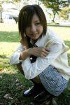  blouse cosplay knee_socks nagasaki_rina photo pleated_skirt school_uniform sleeveless_sweater 