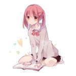  1girl ayasaki_remi book hori-san_to_miyamura-kun long_hair pink_eyes pink_hair school_uniform sumisu_(yuttem) sweater twintails 