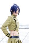  blue_hair chrome_dokuro cosplay eyepatch isumi kateikyoushi_hitman_reborn midriff photo pleated_skirt 