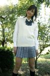  blouse cosplay knee_socks nagasaki_rina photo pleated_skirt school_uniform sleeveless_sweater 
