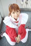  ahoge apron arika_yumemiya chippi cosplay mai_otome maid maid_uniform photo school_uniform twin_braids 
