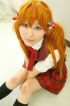  asa_waka cosplay kagurazaka_asuna mahou_sensei_negima orange_hair photo pleated_skirt school_uniform vest 