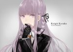  braid cotta dangan_ronpa gloves jacket kirigiri_kyouko lavender_hair necktie violet_eyes 