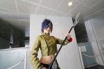  blue_hair chrome_dokuro cosplay eyepatch isumi kateikyoushi_hitman_reborn photo pleated_skirt trident 