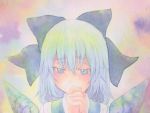  1girl blue_eyes blue_hair bow cirno highres ice ice_wings solo touhou traditional_media watercolor_(medium) wings yuyu_(00365676) 