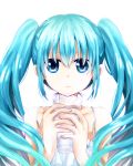  1girl aqua_hair blue_eyes glass hatsune_miku long_hair noki_(potekoro) simple_background solo twintails vocaloid white_background 