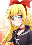  1girl blonde_hair blue_eyes blush bust choker dokidoki!_precure hairband long_hair precure red_ribbon regina_(dokidoki!_precure) ribbon smile solo sunamoe 