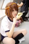 cosplay gym_uniform hair_ribbons photo sakuramochi_mako socks suzumiya_haruhi suzumiya_haruhi_no_yuuutsu 