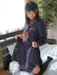  bed cosplay matsunaga_ayaka photo sailor_uniform school_uniform thigh-highs 