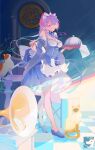  1girl absurdres animal_ears apron bbsucg cat cat_ears cat_tail highres holding looking_at_viewer maid maid_apron pink_eyes pink_hair ram_(re:zero) re:zero_kara_hajimeru_isekai_seikatsu shoes short_hair solo tail 