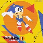  1boy absurdres animal_ears gloves green_hill_zone hedgehog highres sega shapes shoes smile sonic sonic_mania sonic_the_hedgehog traceysketchit white_gloves wide-eyed yellow_background 