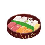  box cat chai food highres no_humans original simple_background sushi wasabi white_background 