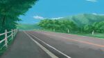 blue_sky bush clouds commentary_request day fence highres kajiji mountain nature no_humans original outdoors plant road scenery sky tree 