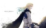  alternate_costume armor blonde_hair blue_eyes blue_hair cape chess_piece elle_shengxuan_shi facial_hair fate/grand_order fate_(series) fur_collar gloves goatee horseback_riding looking_to_the_side multicolored_hair riding two-tone_hair vlad_iii_(fate/apocrypha) white_background 