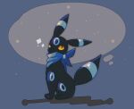  alternate_color animal_focus bandana blue_background blue_neckwear brown_eyes colored_sclera commentary_request from_side full_body gen_2_pokemon iogi_(iogi_k) looking_back no_humans orange_sclera pokemon pokemon_(creature) shiny_pokemon sitting solo umbreon 