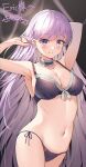  1girl absurdly_long_hair armpits black_bra black_panties blush bra braid breasts commission commissioner_upload dress fire_emblem fire_emblem:_the_binding_blade fire_emblem_heroes french_braid futasan highres large_breasts long_hair open_mouth panties purple_hair shiny shiny_hair side-tie_panties smile solo sophia_(fire_emblem) string_panties underwear very_long_hair violet_eyes 