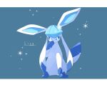  alternate_color animal_focus blue_background blue_sclera character_name colored_sclera commentary_request covering_mouth full_body gen_4_pokemon glaceon hand_up iogi_(iogi_k) jpeg_artifacts letterboxed no_humans pokemon pokemon_(creature) shiny_pokemon simple_background sitting snowflakes snowing solo white_eyes 