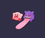  :o artist_name blue_eyes blush_stickers gen_1_pokemon gengar gengar_pillow highres kirby kirby_(series) no_humans open_mouth pokemon rizu_(rizunm) tongue watermark 